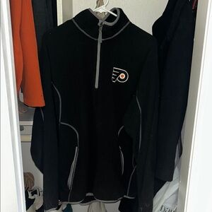 Antigua Black and Gray Flyers Quarter-Zip Pullover